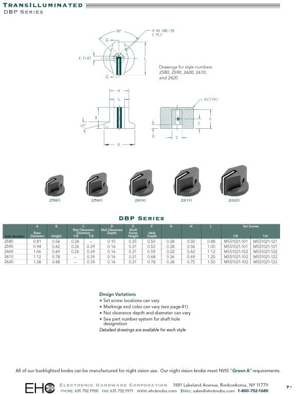 EHC Knobs - Control Knobs DBP Series
