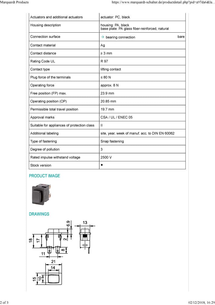 Marquardt Single & Double Pole Pushbutton Switches - Series 1683
