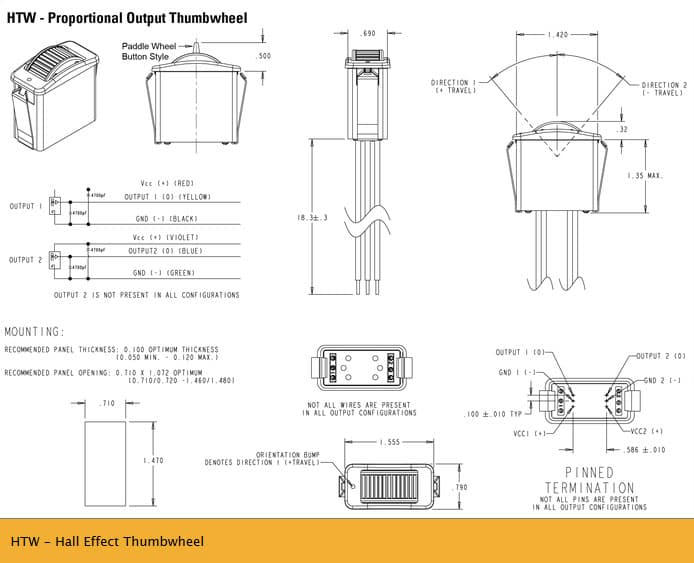 OTTO HTW Hall Effect Thumbwheel Range (On-Off-On)