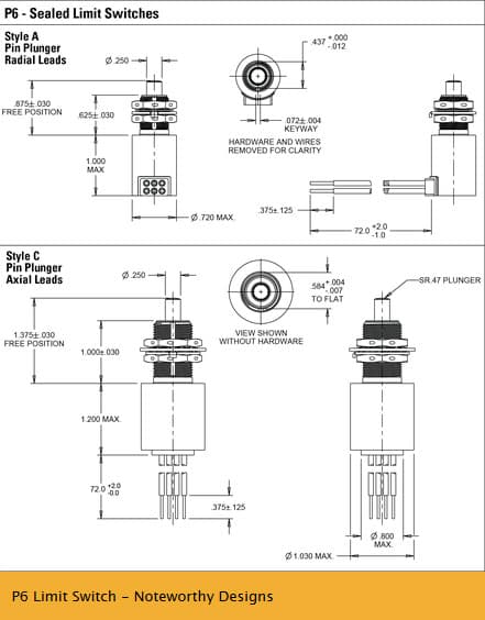 OTTO P6 Limit Switches from Noteworthy Designs are sealed against immersion &