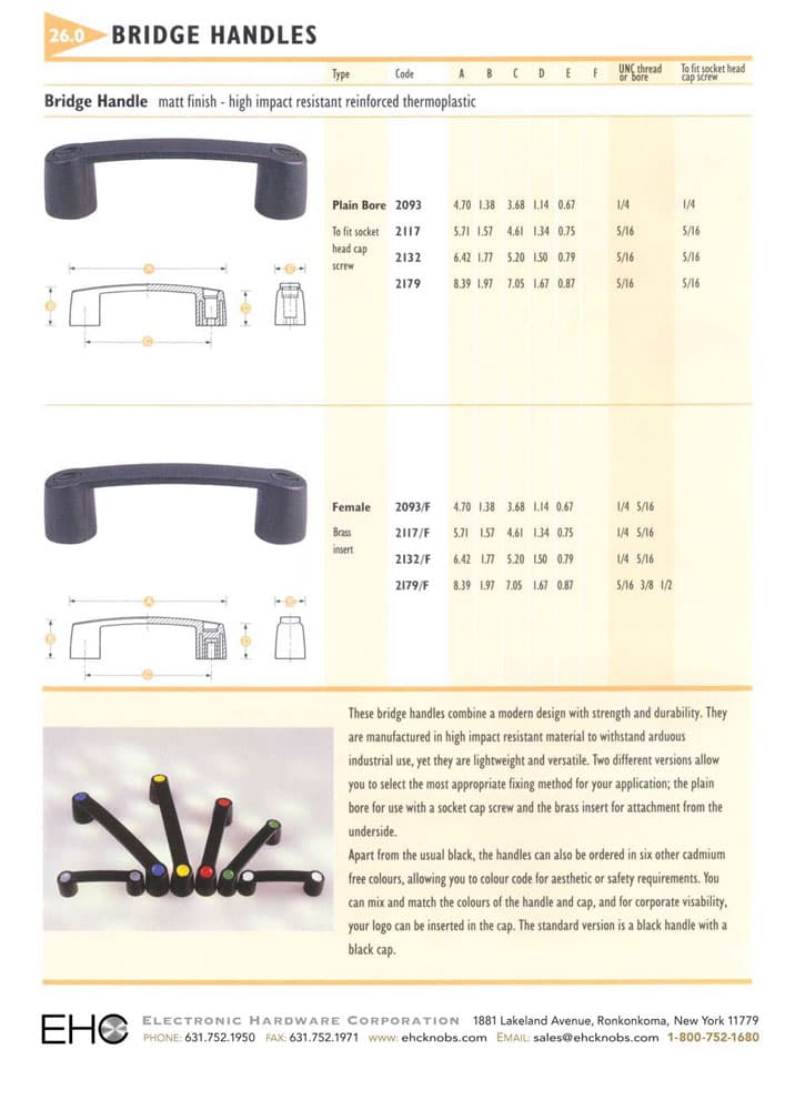 EHC Knobs - Plastic Bridge Handle Series