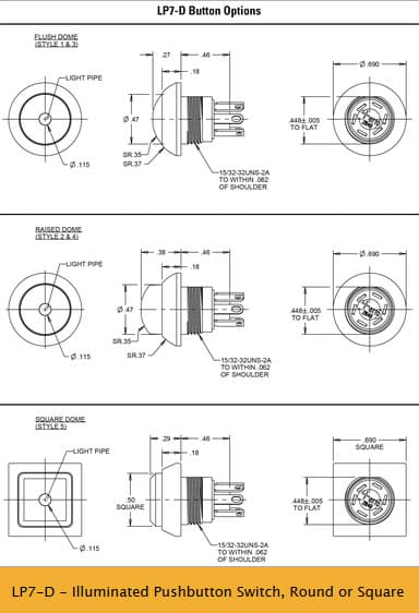 OTTO LP7-D Illuminated Pushbutton Switch Range