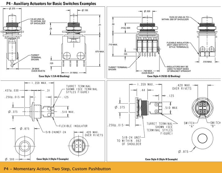 OTTO P4 Range of Two Step, Custom Pushbutton Switches