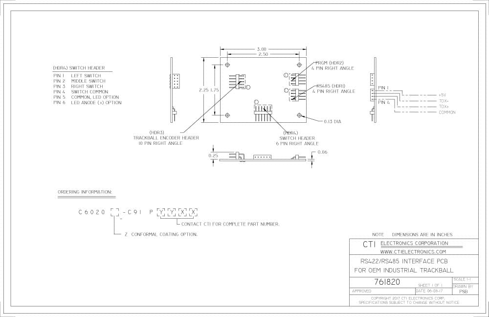 CTI OEM Industrial Trackballs - T8XXX Series