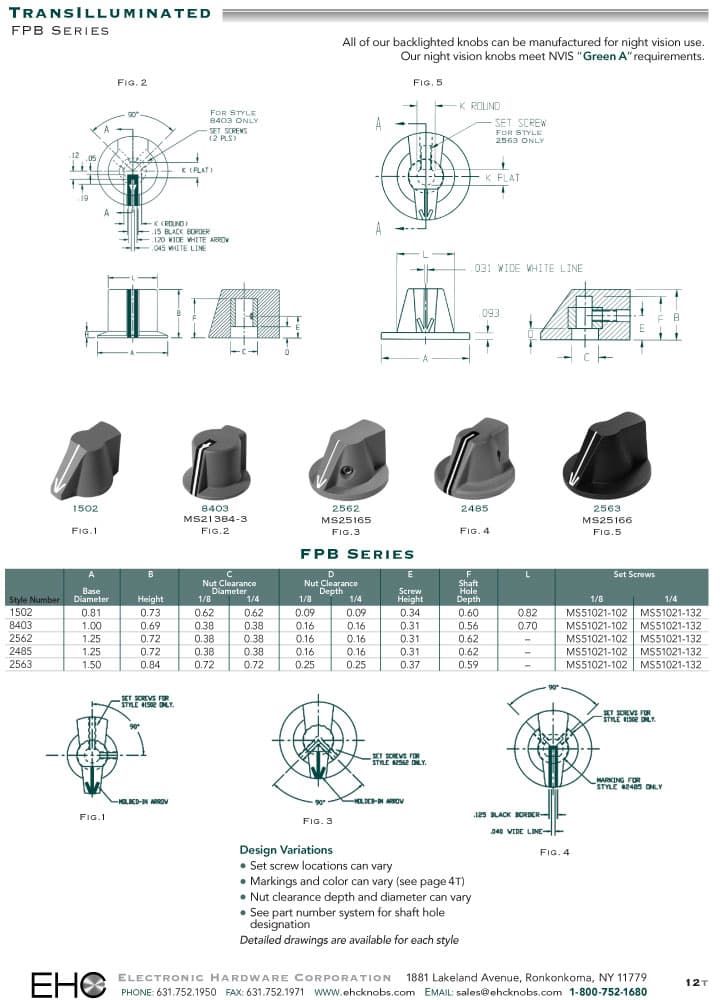 EHC Knobs - Control Knobs FPB Series
