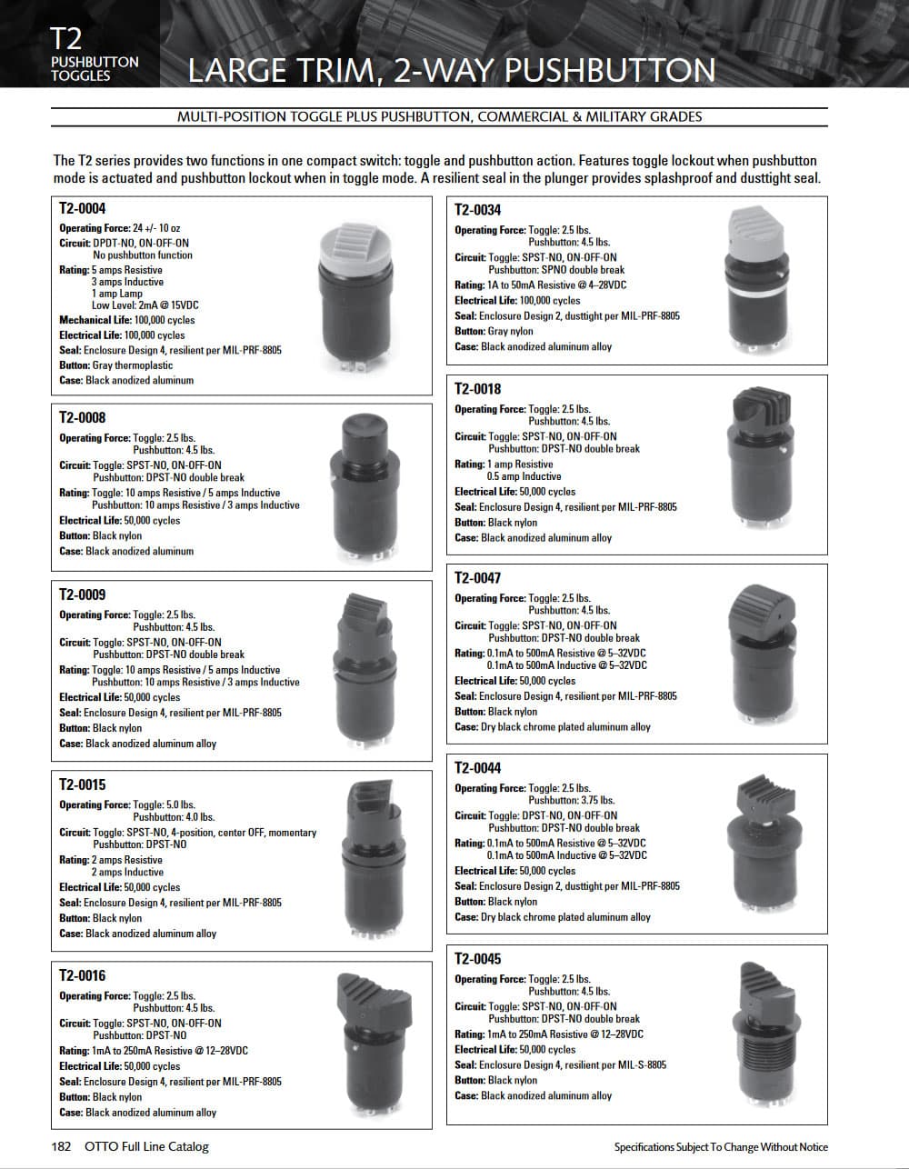 OTTO T2 Large 2-Way Trim Switch Range (Pushbutton)