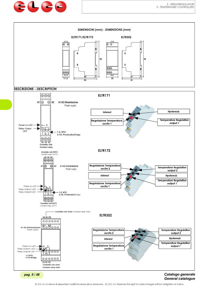 Elco Digital Temperature Controllers - ELTR Series