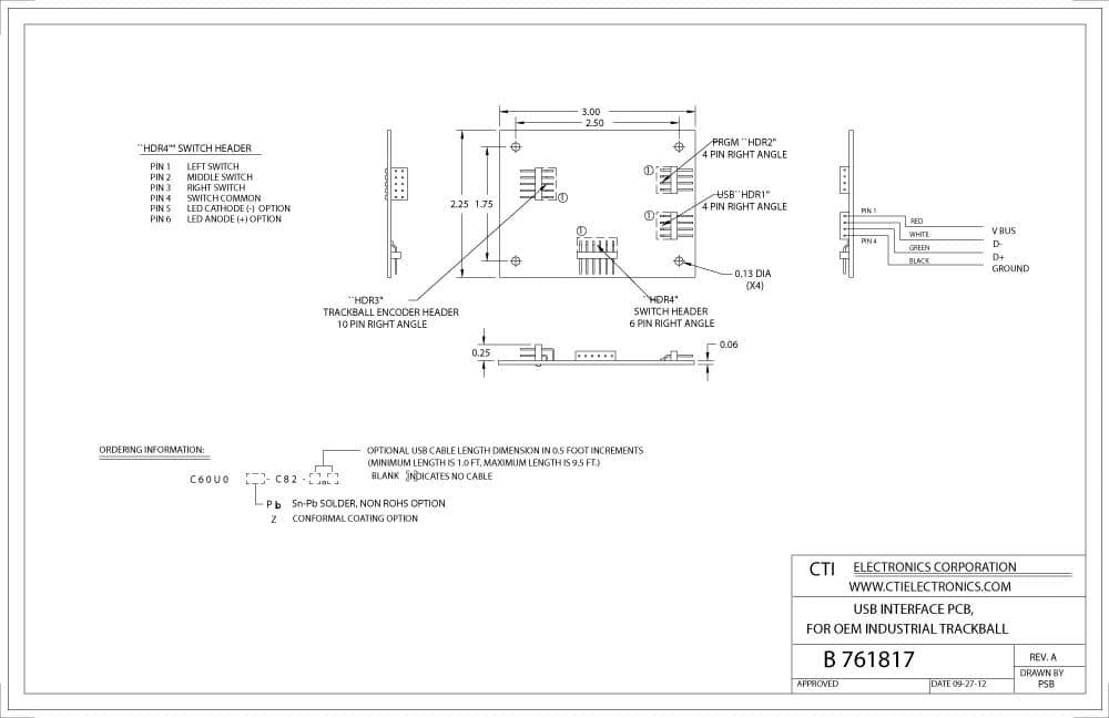 CTI OEM Industrial Trackballs - T7XXX Series