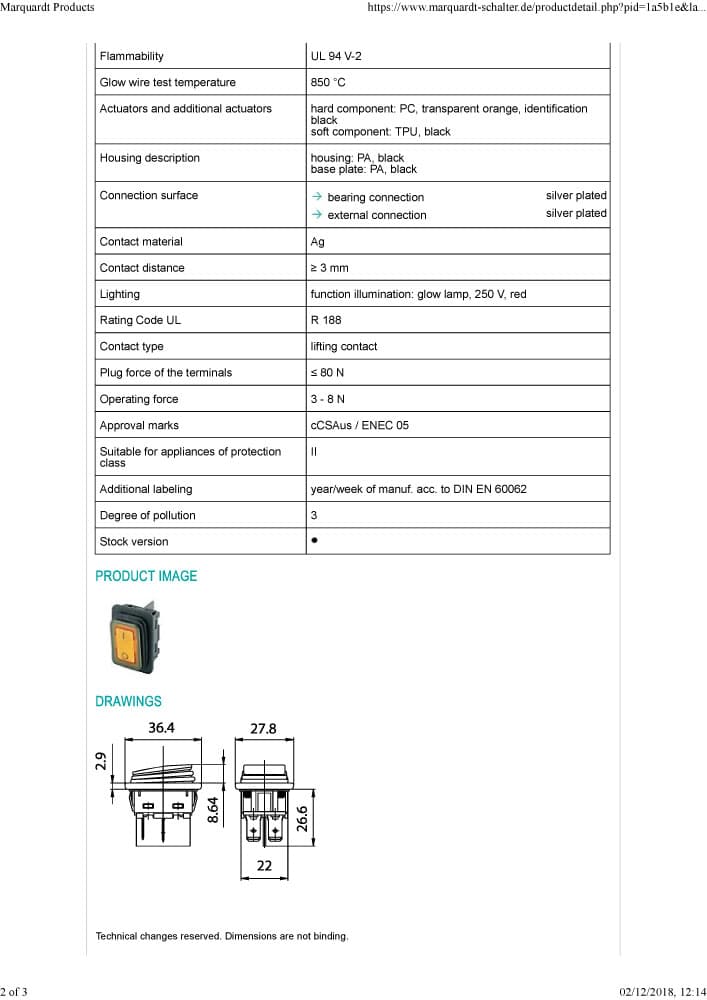 Marquardt Double Pole Rocker Switches - Series 1930