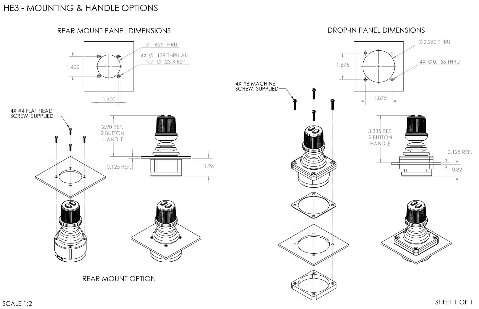 Ruffy HE3 Redundant Sensor, Fully Sealed Multi-Axis Hall Effect Joystick 2 Axis Range