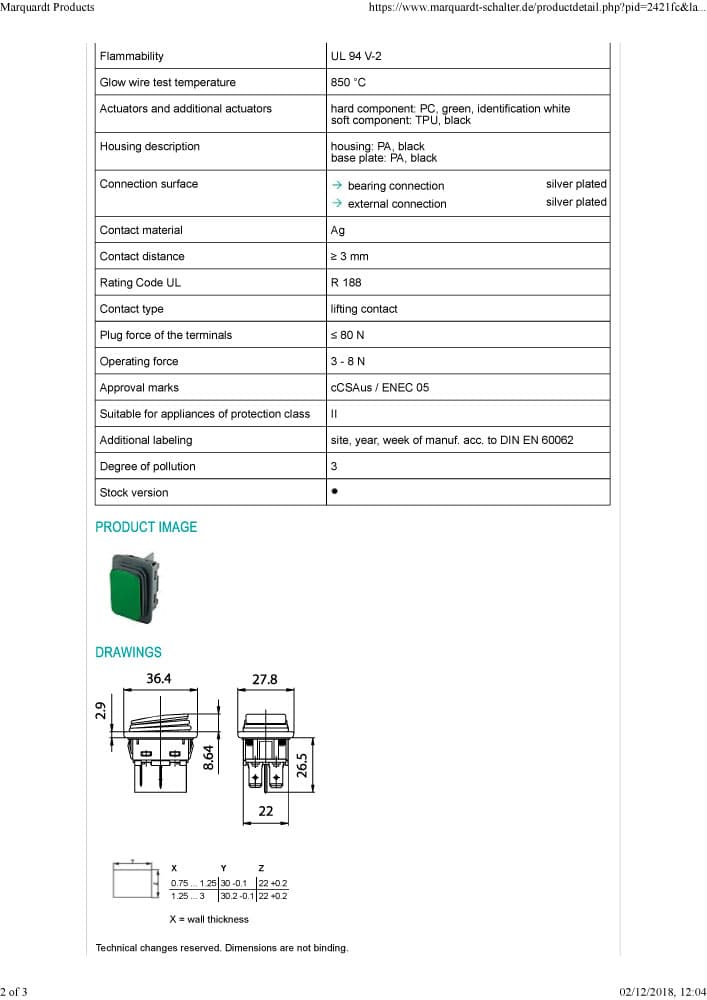 Marquardt Double Pole Rocker Switches - Series 1930