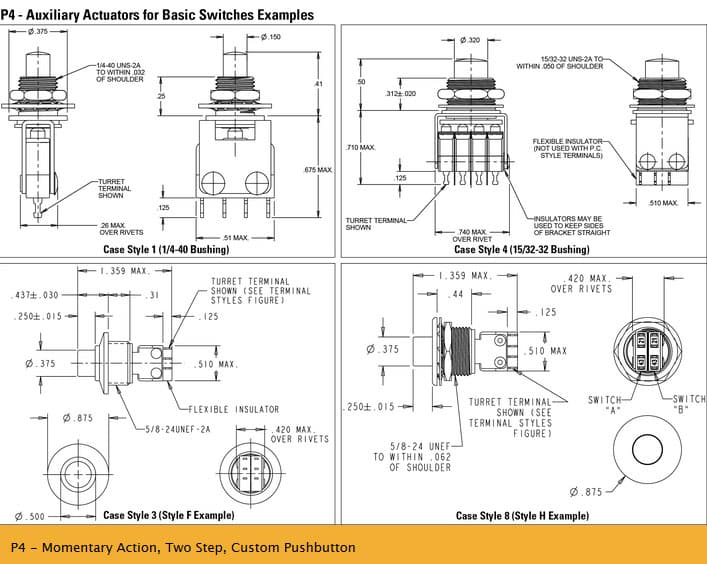 OTTO P4 Range of Two Step, Custom Pushbutton Switches