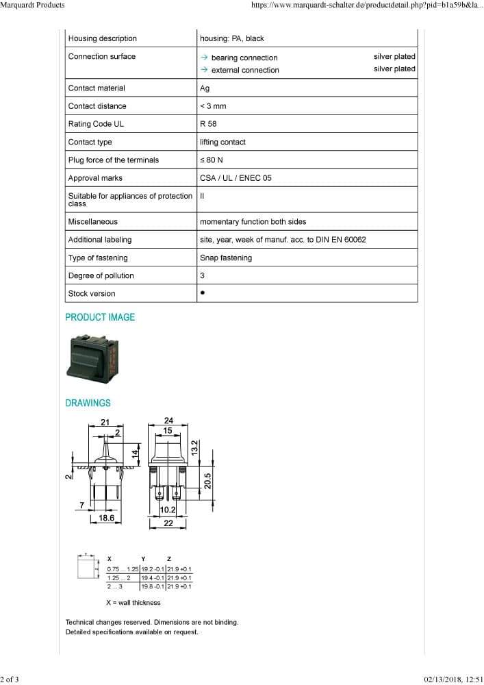 Marquardt Single and Double Pole Toggle Switch Series - 1810